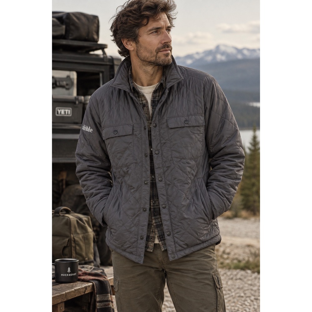 Stio Skyridge Shirt Jacket Mens XL Gray Quilted Pertex Thermore 200035-030